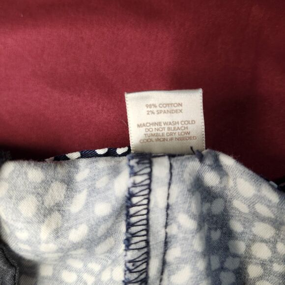 LOFT Original Crop Pants Women Size 14 Navy White Print Stretch Ann Taylor Loft - Picture 8 of 12